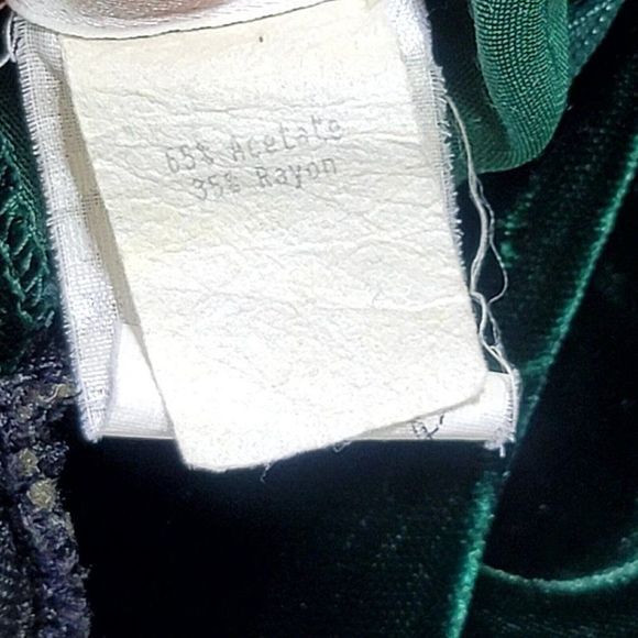 Vintage 80s Carroll Reed M/L Emerald‎ Green Crushed Velvet Mockneck L/S Dress - Picture 10 of 12